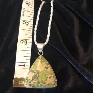Unakite sterling silver pendant
